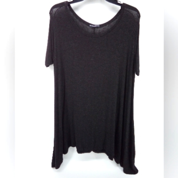 Brandy Melville Black Burnout Sharkbite T-Shirt Mini Dress XS Made in Italy - Picture 1 of 6